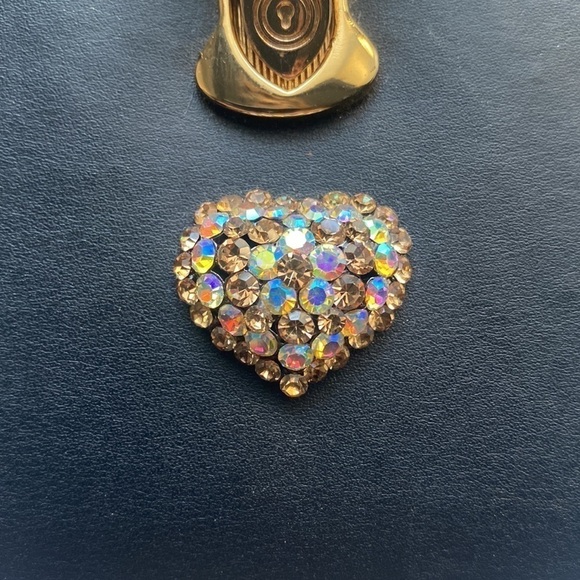 Rhinestone Heart | Trifold | Black/Brown | Jewelry Case - Picture 2 of 16